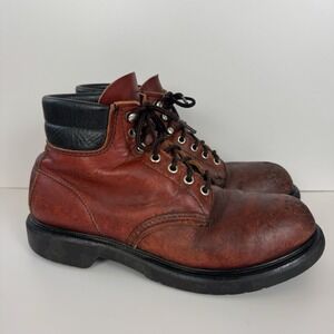 Vintage Red‎ Wing Super Sole Work Boots Men's 9 D Steel Toe Brown Leather USA